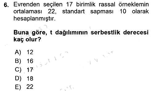 İstatistik 2 2024-2025 Ara Sınav - 6. soru