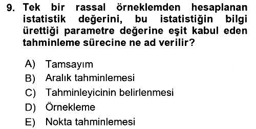 İstatistik 2 2024-2025 Ara Sınav - 9. soru