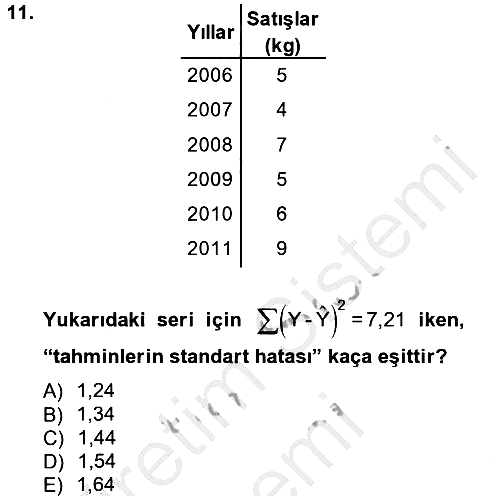 İstatistik 2 2012-2013 Dönem Sonu Sınavı - 11. soru