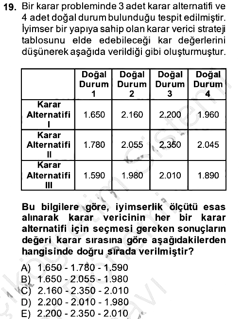 İstatistik 2 2013-2014 Dönem Sonu Sınavı - 19. soru