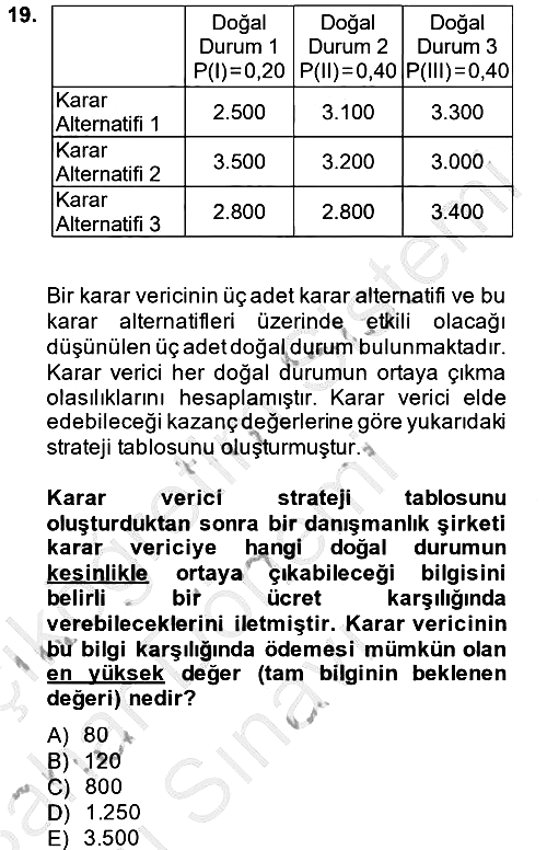 İstatistik 2 2014-2015 Dönem Sonu Sınavı - 19. soru