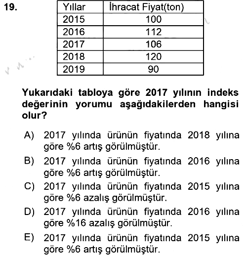 İstatistik 2 2020-2021 Yaz Okulu Sınavı - 19. soru
