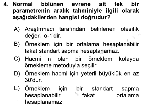 İstatistik 2 2022-2023 Yaz Okulu Sınavı - 4. soru