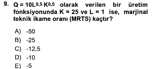 Matematiksel İktisat 2017-2018 3 Ders Sınavı - 9. soru