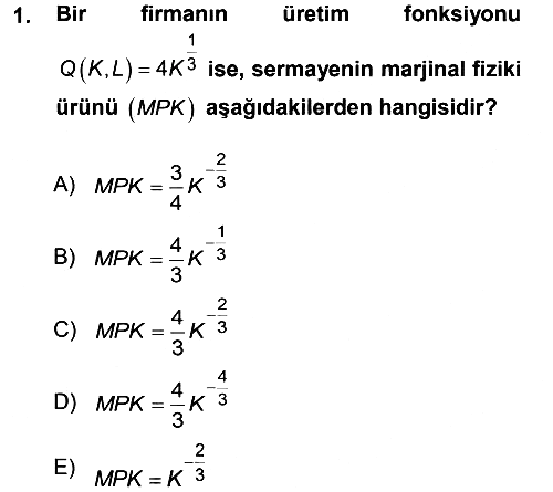 Matematiksel İktisat 2012-2013 Ara Sınav - 1. soru