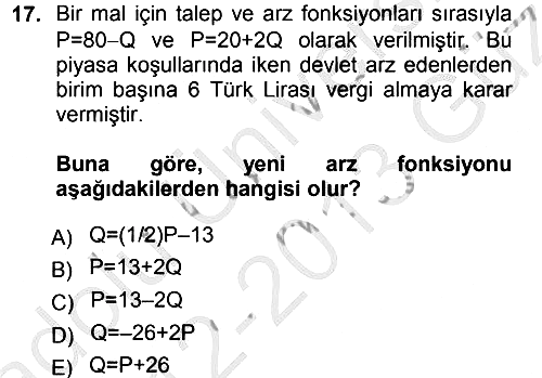 Matematiksel İktisat 2012-2013 Ara Sınav - 17. soru