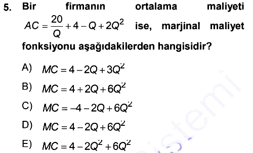 Matematiksel İktisat 2013-2014 Ara Sınav - 5. soru