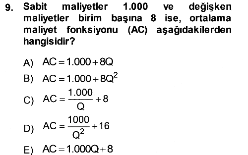 Matematiksel İktisat 2013-2014 Ara Sınav - 9. soru