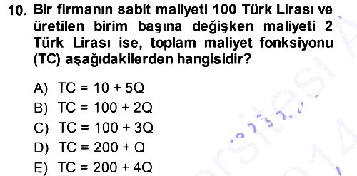 Matematiksel İktisat 2013-2014 Ara Sınav - 10. soru