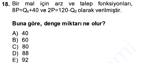 Matematiksel İktisat 2013-2014 Ara Sınav - 18. soru