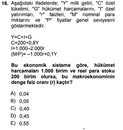 Matematiksel İktisat 2014-2015 Ara Sınav - 16. soru