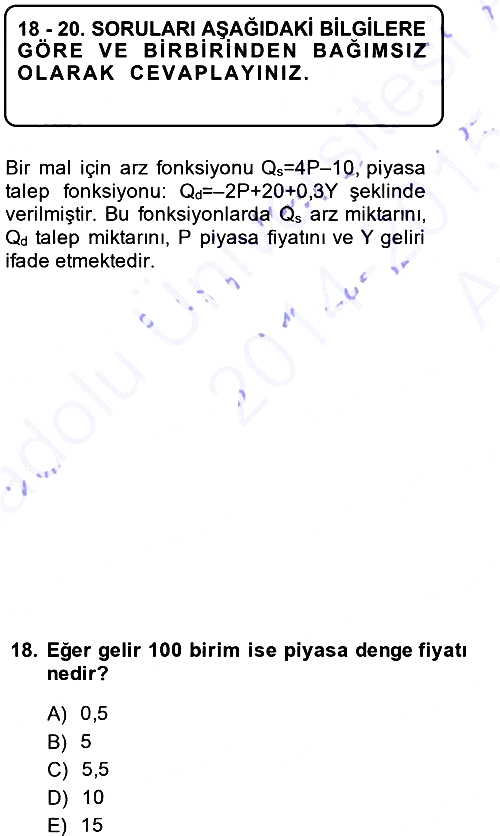 Matematiksel İktisat 2014-2015 Ara Sınav - 18. soru