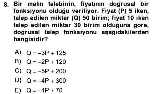 Matematiksel İktisat 2017-2018 Ara Sınav - 8. soru
