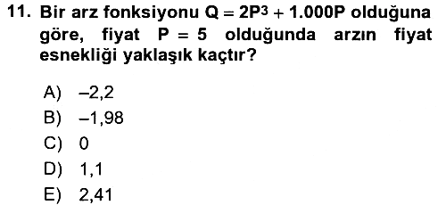 Matematiksel İktisat 2017-2018 Ara Sınav - 11. soru
