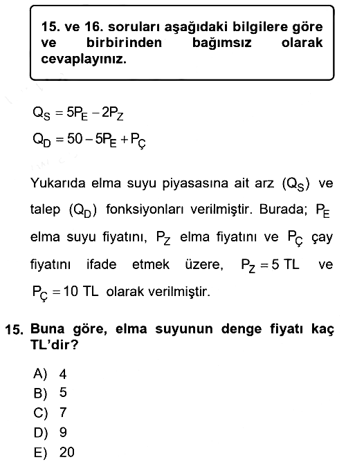 Matematiksel İktisat 2018-2019 Ara Sınav - 15. soru