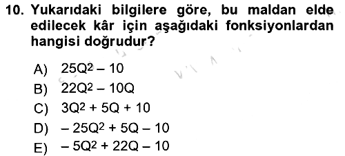 Matematiksel İktisat 2019-2020 Ara Sınav - 10. soru