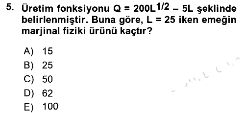 Matematiksel İktisat 2022-2023 Ara Sınav - 5. soru