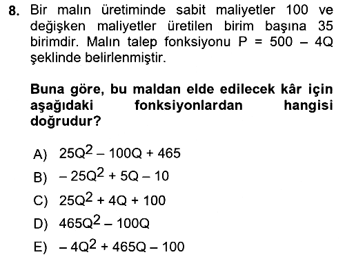 Matematiksel İktisat 2023-2024 Ara Sınav - 8. soru