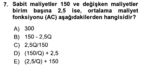 Matematiksel İktisat 2024-2025 Ara Sınav - 7. soru