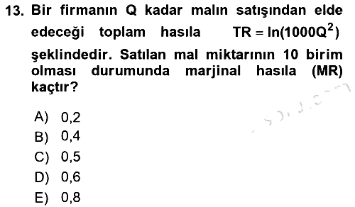 Matematiksel İktisat 2025-2026 Ara Sınav - 13. soru