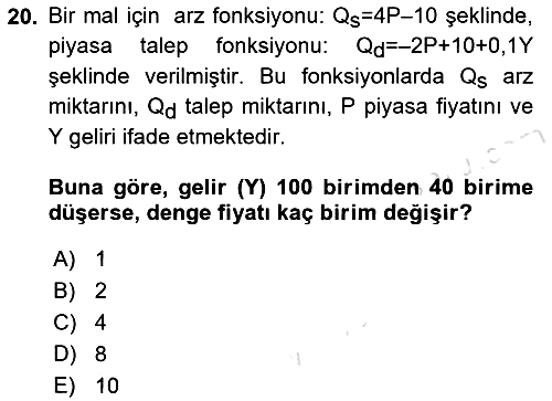 Matematiksel İktisat 2025-2026 Ara Sınav - 20. soru