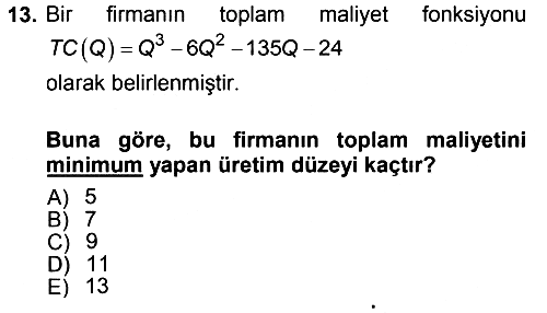 Matematiksel İktisat 2012-2013 Dönem Sonu Sınavı - 13. soru
