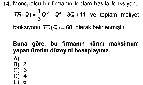 Matematiksel İktisat 2012-2013 Dönem Sonu Sınavı - 14. soru