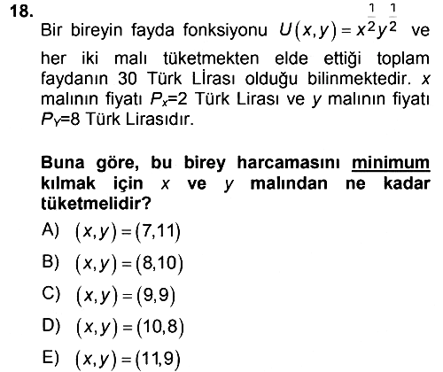 Matematiksel İktisat 2012-2013 Dönem Sonu Sınavı - 18. soru