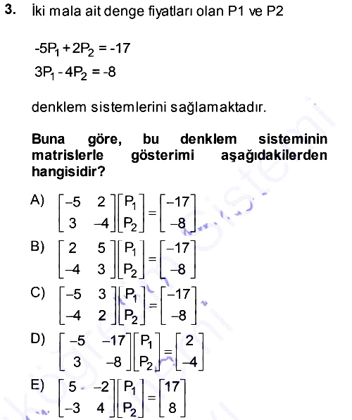 Matematiksel İktisat 2013-2014 Dönem Sonu Sınavı - 3. soru