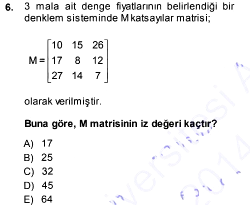 Matematiksel İktisat 2013-2014 Dönem Sonu Sınavı - 6. soru