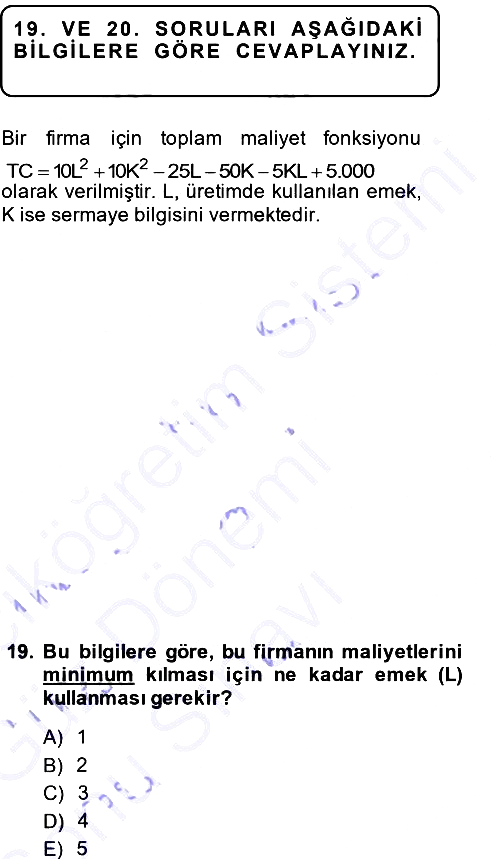 Matematiksel İktisat 2013-2014 Dönem Sonu Sınavı - 19. soru