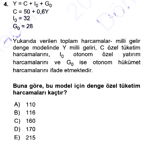 Matematiksel İktisat 2015-2016 Dönem Sonu Sınavı - 4. soru