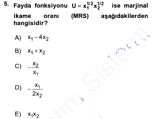 Matematiksel İktisat 2015-2016 Dönem Sonu Sınavı - 5. soru