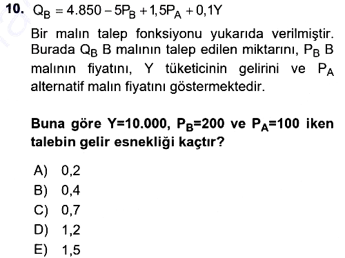 Matematiksel İktisat 2015-2016 Dönem Sonu Sınavı - 10. soru