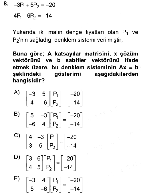 Matematiksel İktisat 2017-2018 Dönem Sonu Sınavı - 8. soru