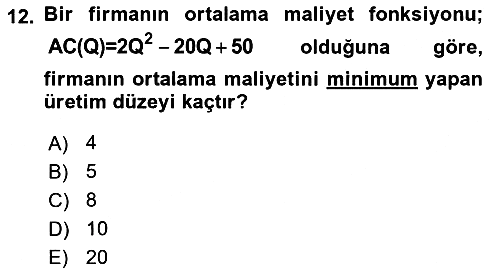 Matematiksel İktisat 2019-2020 Dönem Sonu Sınavı - 12. soru