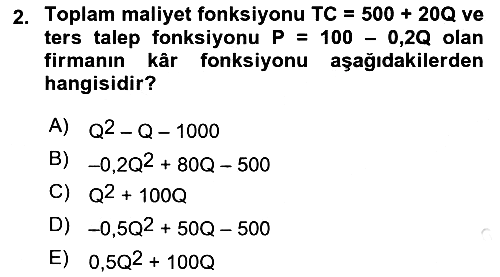 Matematiksel İktisat 2021-2022 Dönem Sonu Sınavı - 2. soru