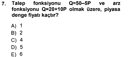 Matematiksel İktisat 2013-2014 Tek Ders Sınavı - 7. soru
