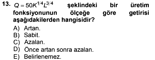 Matematiksel İktisat 2013-2014 Tek Ders Sınavı - 13. soru