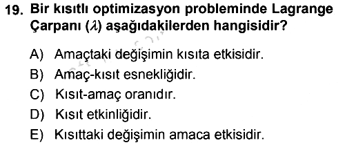 Matematiksel İktisat 2013-2014 Tek Ders Sınavı - 19. soru