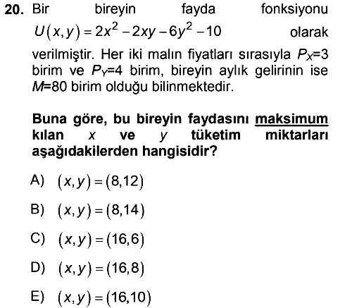 Matematiksel İktisat 2013-2014 Tek Ders Sınavı - 20. soru