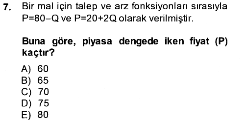 Matematiksel İktisat 2014-2015 Tek Ders Sınavı - 7. soru