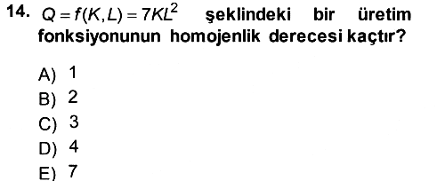 Matematiksel İktisat 2014-2015 Tek Ders Sınavı - 14. soru