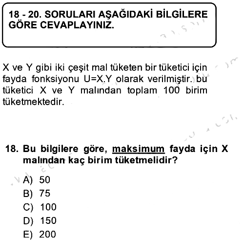 Matematiksel İktisat 2014-2015 Tek Ders Sınavı - 18. soru