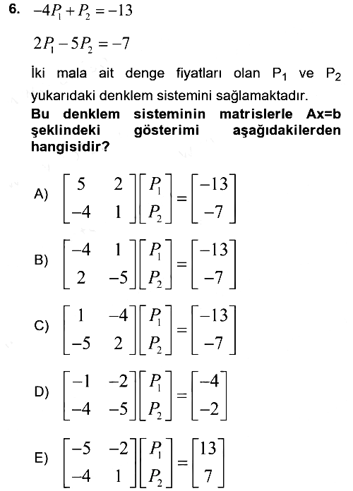 Matematiksel İktisat 2015-2016 Tek Ders Sınavı - 6. soru