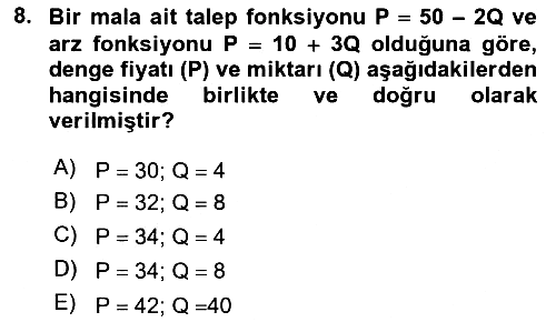 Matematiksel İktisat 2018-2019 Yaz Okulu Sınavı - 8. soru