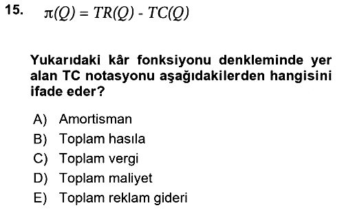 Matematiksel İktisat 2020-2021 Yaz Okulu Sınavı - 15. soru