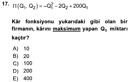 Matematiksel İktisat 2020-2021 Yaz Okulu Sınavı - 17. soru