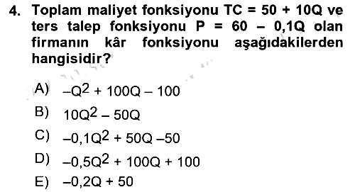 Matematiksel İktisat 2023-2024 Yaz Okulu Sınavı - 4. soru