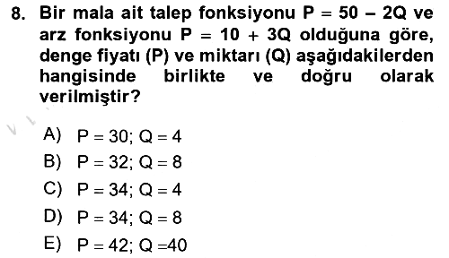 Matematiksel İktisat 2023-2024 Yaz Okulu Sınavı - 8. soru